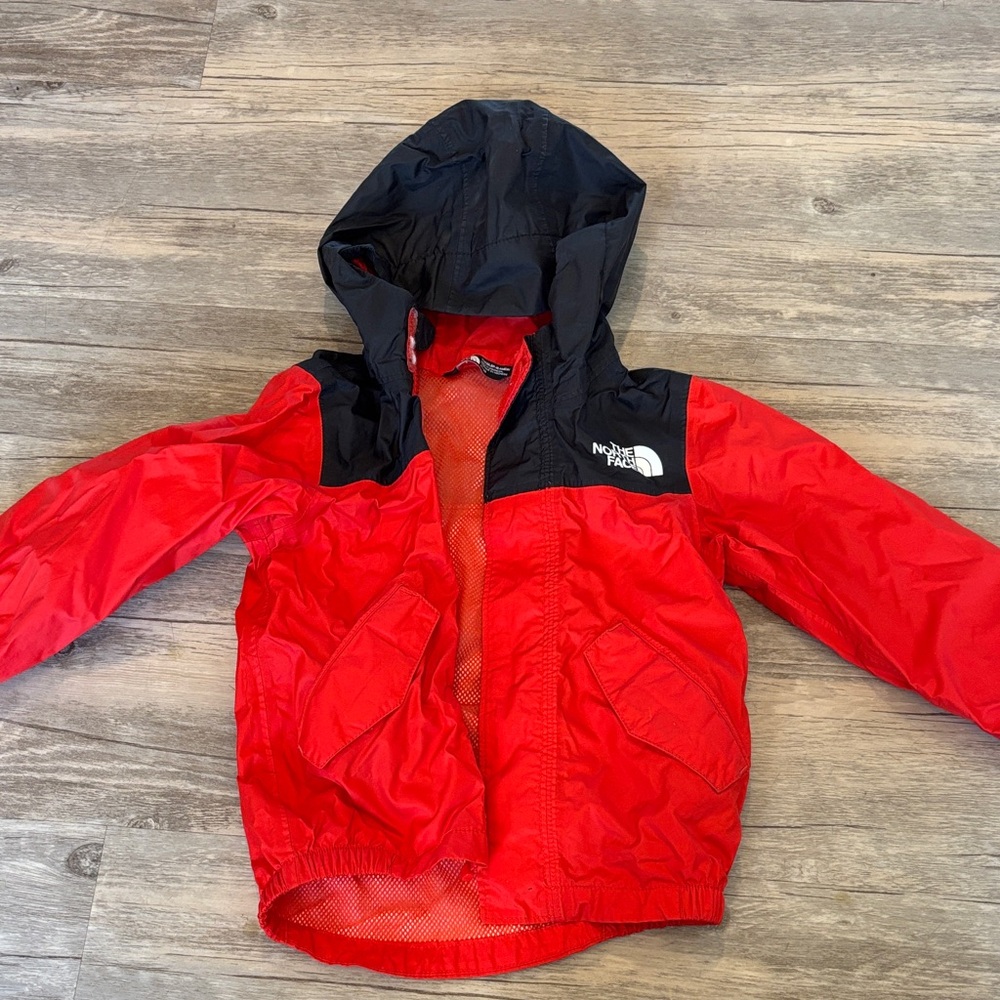 The North Face Kids Red and Black Raincoat